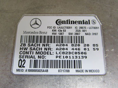 Mercedes R171 Digital Voice Control Module Continental A2048202085 SLK280 SLK300 SLK350 SLK554